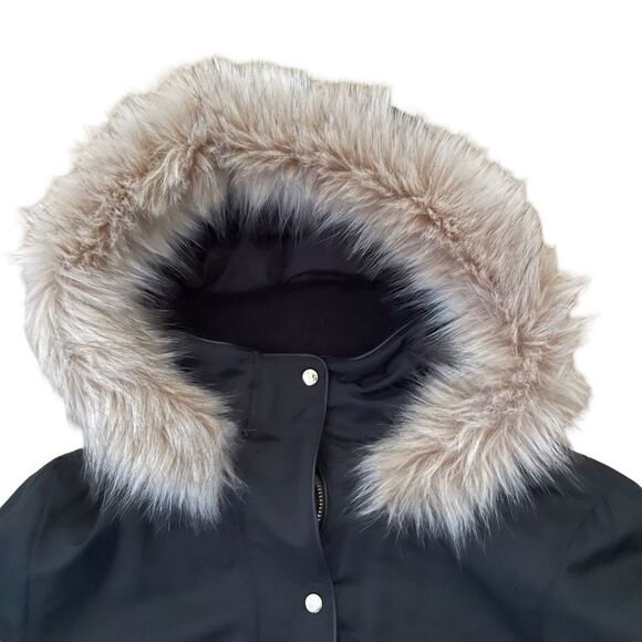 Zara ~ trf outerwear ~ Women’s Black Puffer Jacket ~ Fur Trimmed Hood ~ size Sm - Picture 5 of 16